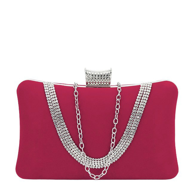 Geanta clutch rosu din catifea B-1007 01 [2]