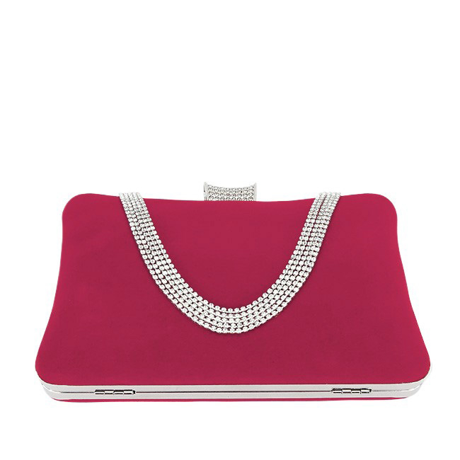 Geanta clutch rosu din catifea B-1007 01 [6]