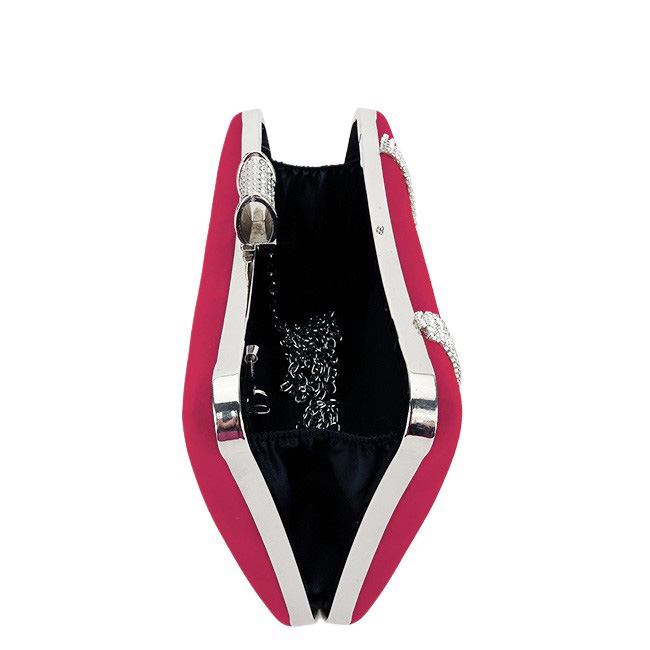 Geanta clutch rosu din catifea B-1007 01 [9]
