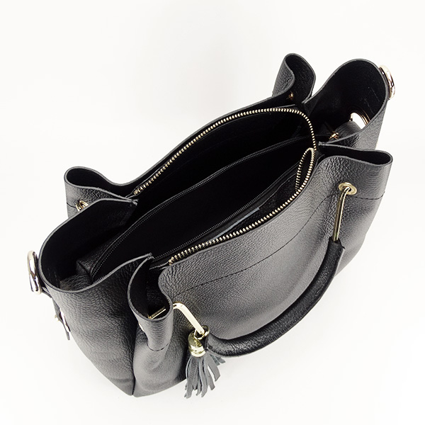 Geanta din piele naturala B-8993 122 Negru [7]