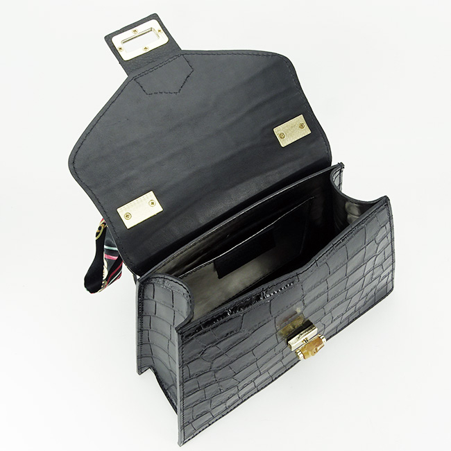 Geanta din piele naturala cu esarfa B-8953 121 Negru [8]