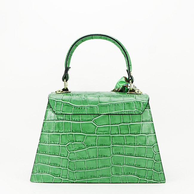 Geanta din piele naturala cu esarfa B-8953 121 Verde [5]