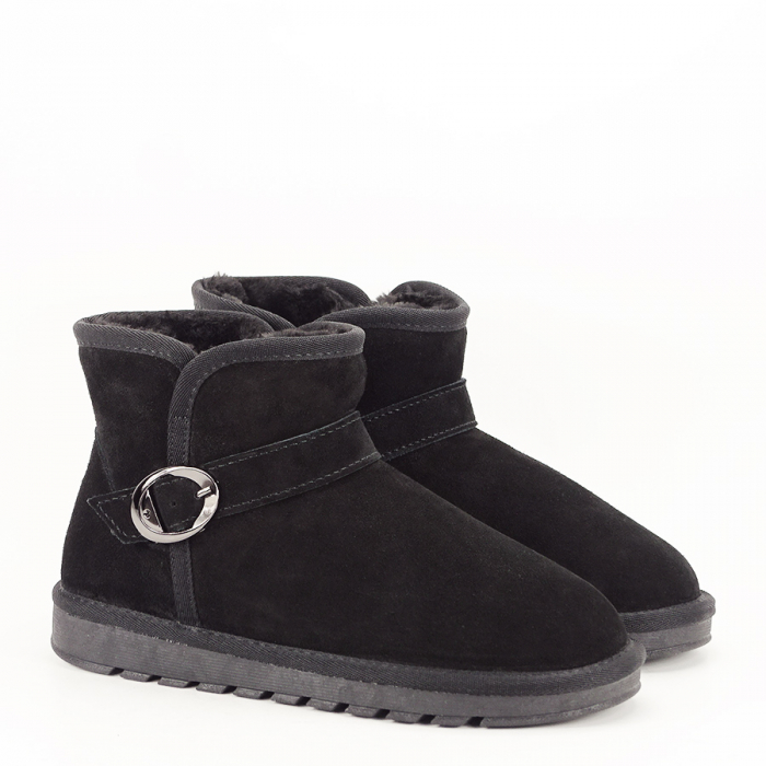 Ghete negre tip ugg din piele naturala Irina 110 [3]