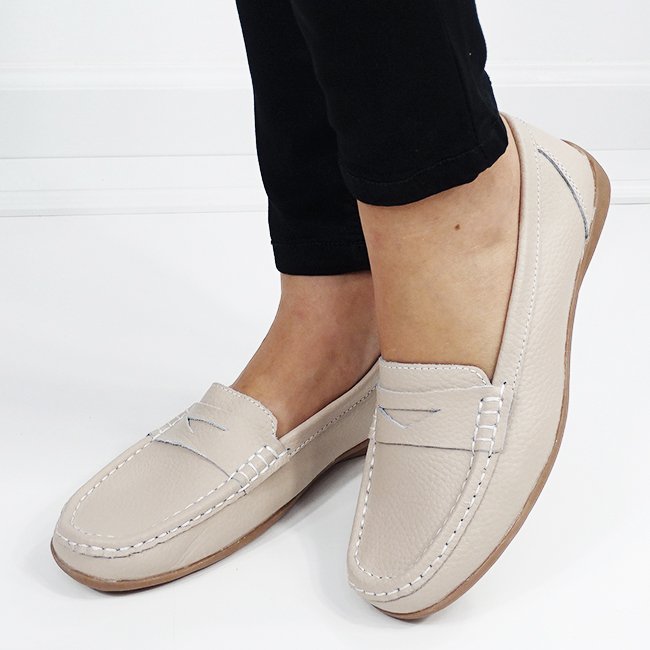 Mocasini bej din piele naturala B-5128 M4 [1]