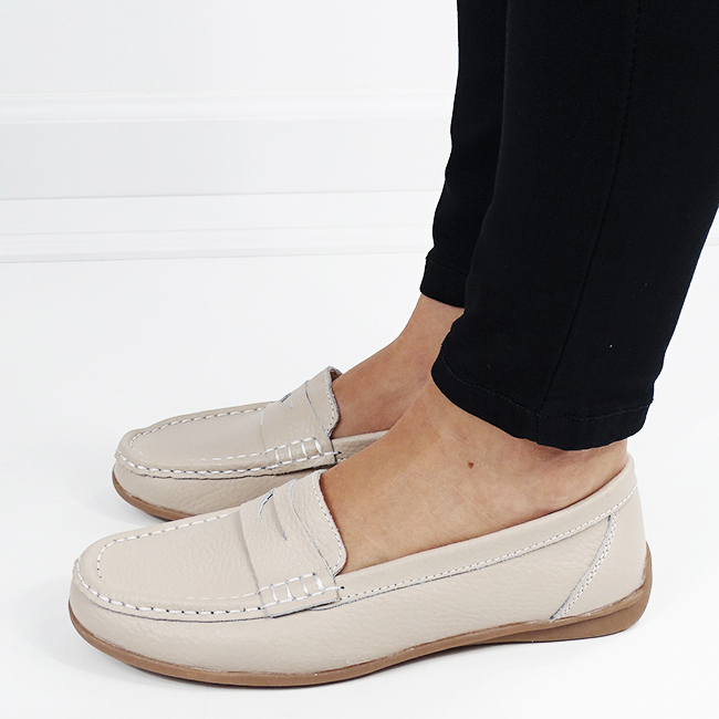 Mocasini bej din piele naturala B-5128 M4 [2]