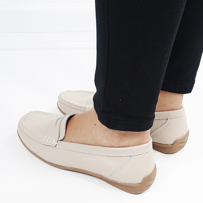 Mocasini bej din piele naturala B-5128 M4 [3]