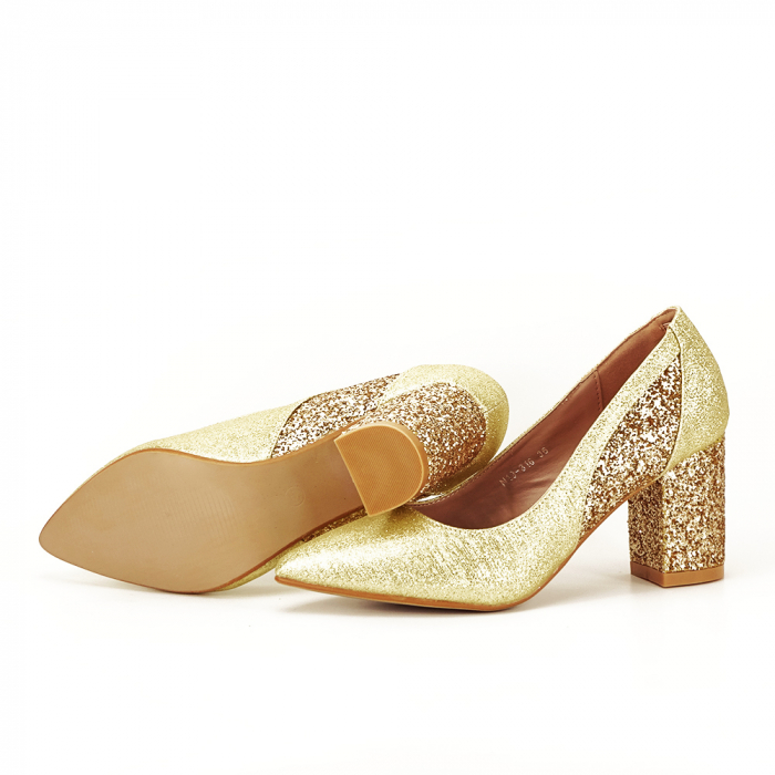 PANTOFI AURII CU TOC GROS LIANA 04 [8]