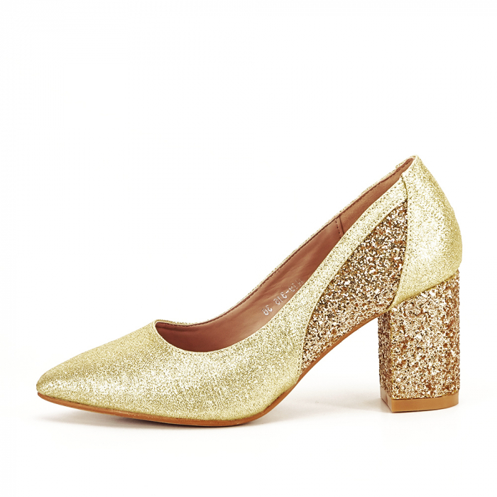 PANTOFI AURII CU TOC GROS LIANA 04 [2]