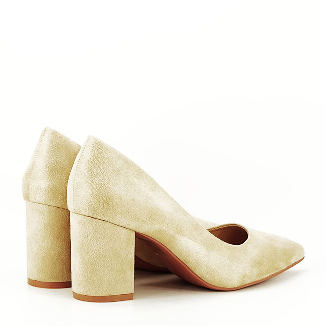 Pantofi bej cu toc gros Adelina 03 [4]