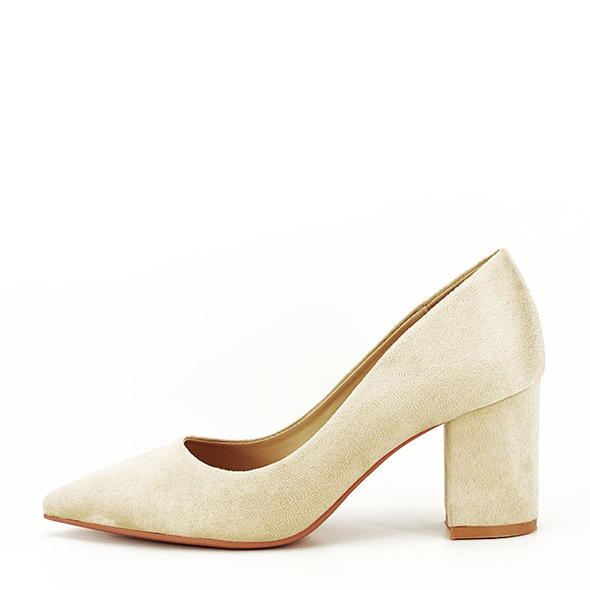 Pantofi bej cu toc gros Adelina 03 [2]