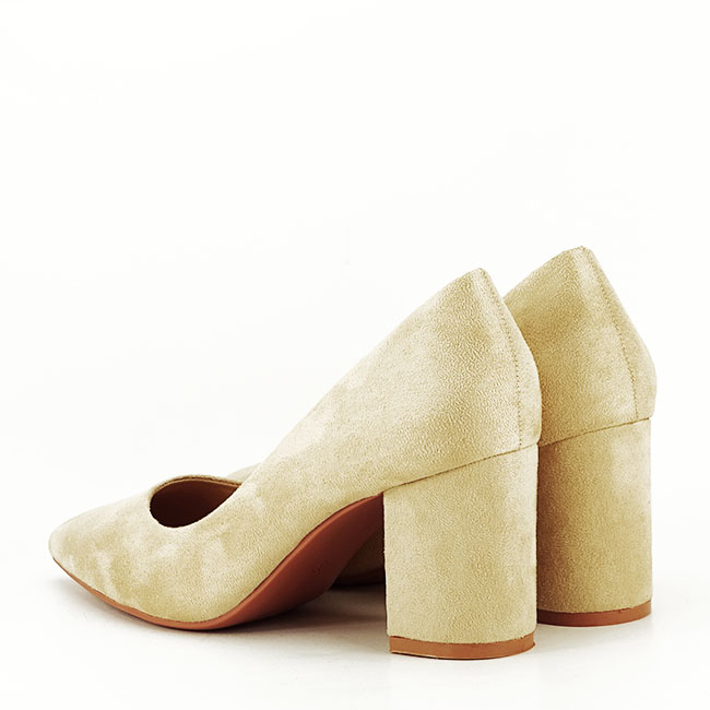 Pantofi bej cu toc gros Adelina 03 [6]