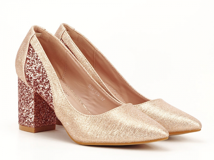 PANTOFI CHAMPAGNE CU TOC GROS LIANA 04 [6]