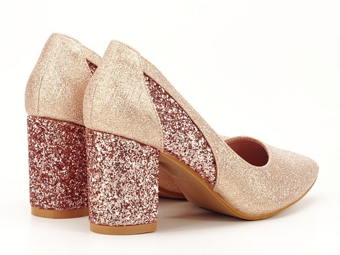 PANTOFI CHAMPAGNE CU TOC GROS LIANA 04 [3]