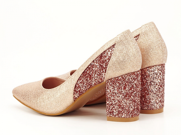PANTOFI CHAMPAGNE CU TOC GROS LIANA 04 [7]