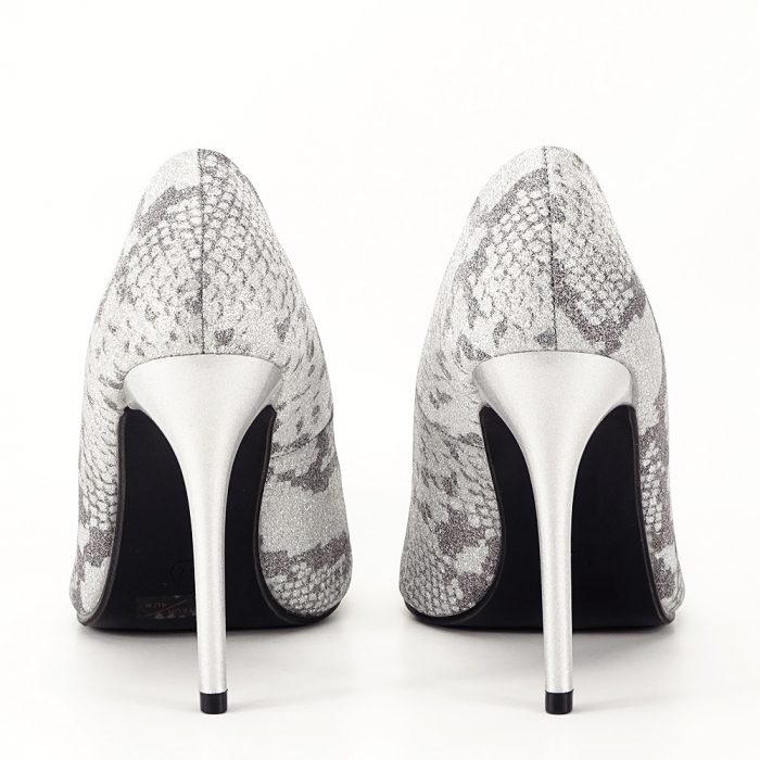 Pantofi dama cu print reptila  B-198-2 02 Argintii [6]