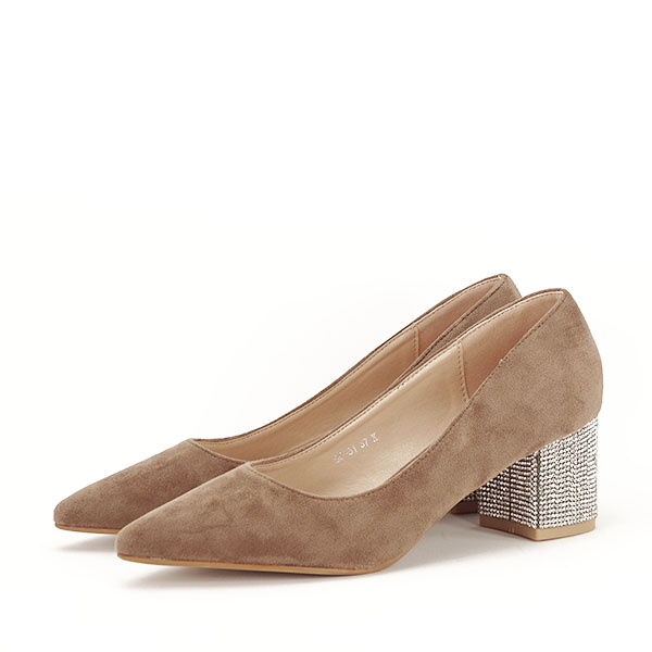 Pantofi maro deschis cu toc mic Ioana 04 [3]
