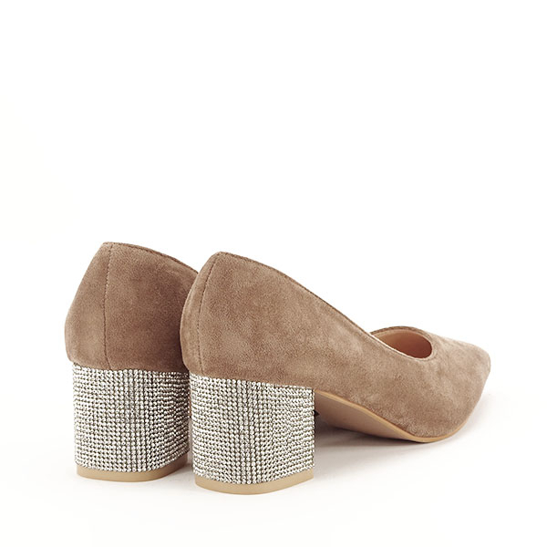 Pantofi maro deschis cu toc mic Ioana 04 [5]