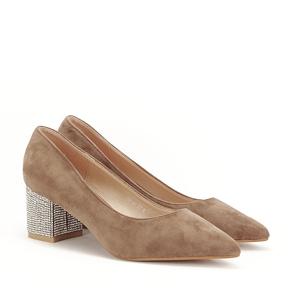 Pantofi maro deschis cu toc mic Ioana 04 [2]