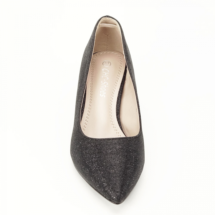Pantofi negri cu toc gros N19-317 04 [5]