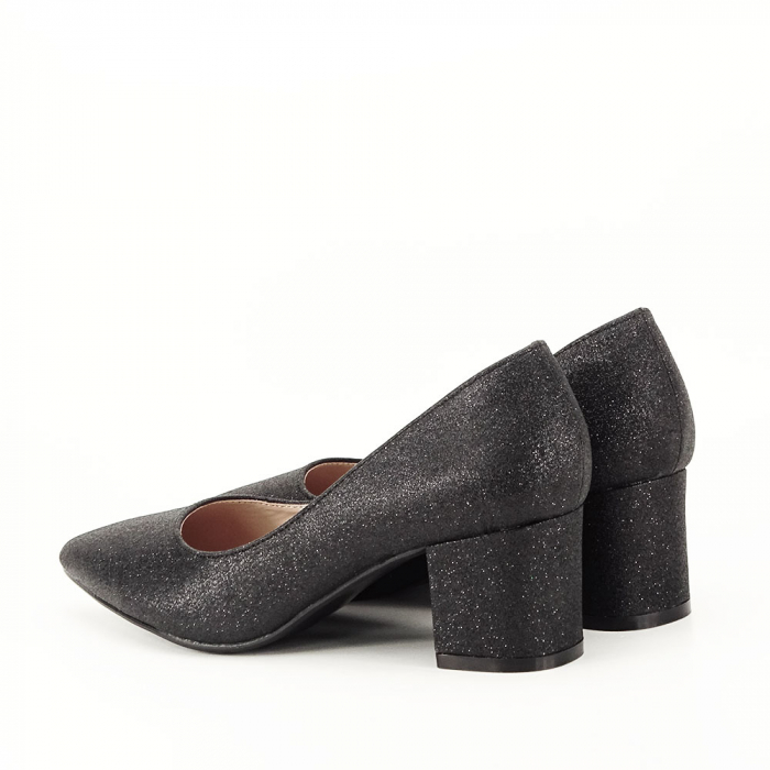 Pantofi negri cu toc gros N19-317 04 [7]