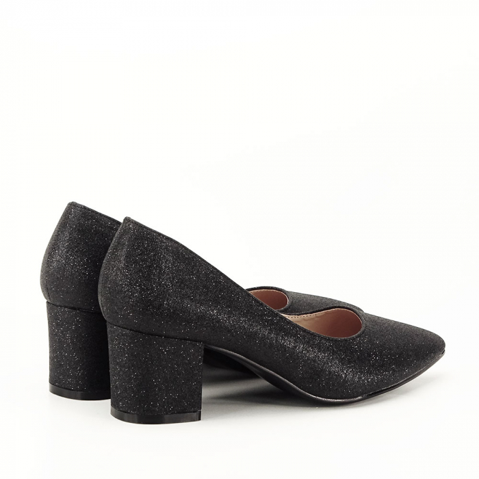 Pantofi negri cu toc gros N19-317 04 [3]