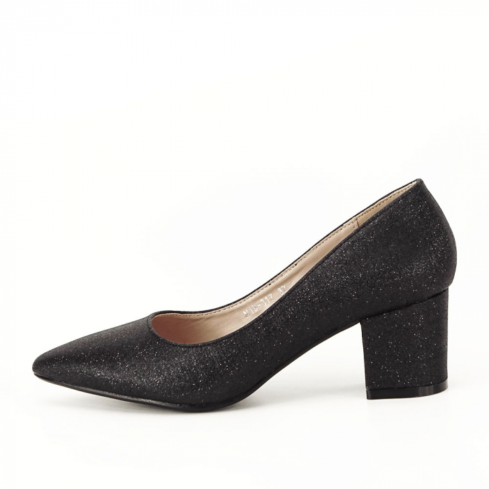 Pantofi negri cu toc gros N19-317 04 [2]