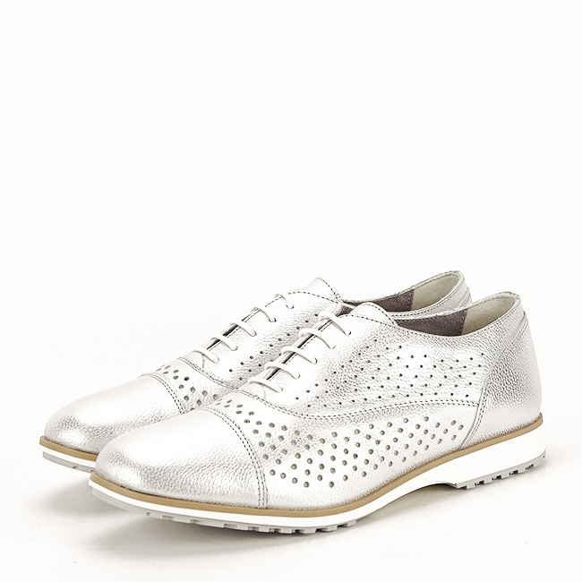 Pantofi oxford din piele naturala argintiu Magda 01 [2]