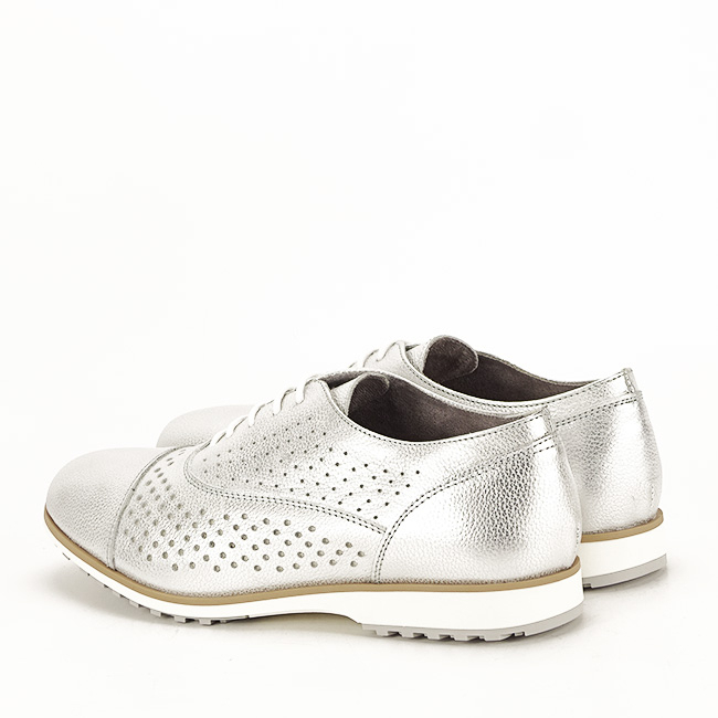 Pantofi oxford din piele naturala argintiu Magda 01 [4]