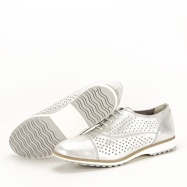 Pantofi oxford din piele naturala argintiu Magda 01 [7]