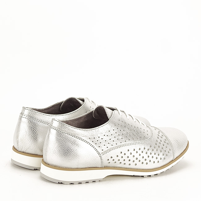 Pantofi oxford din piele naturala argintiu Magda 01 [6]