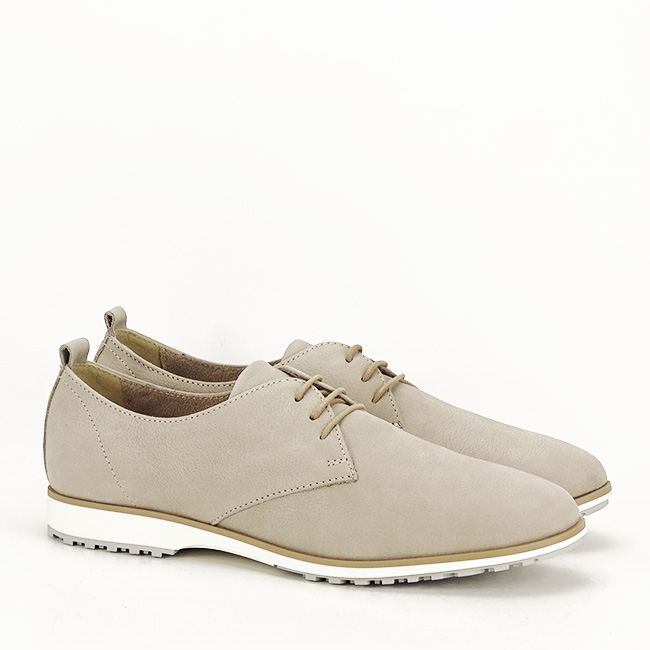 Pantofi oxford din piele naturala bej Roxana 01 [3]