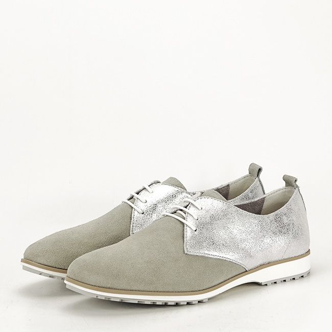 Pantofi oxford din piele naturala gri/argintiu Selena 01 [2]