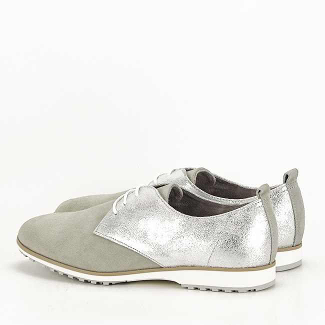 Pantofi oxford din piele naturala gri/argintiu Selena 01 [4]