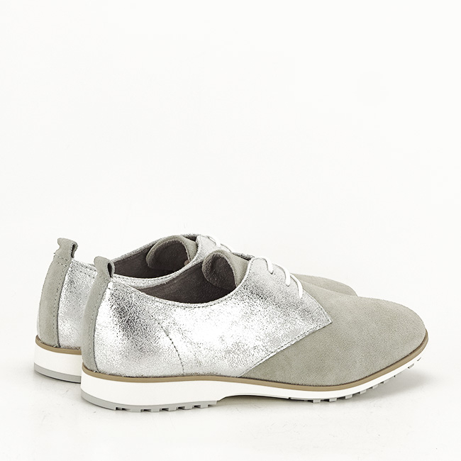 Pantofi oxford din piele naturala gri/argintiu Selena 01 [6]