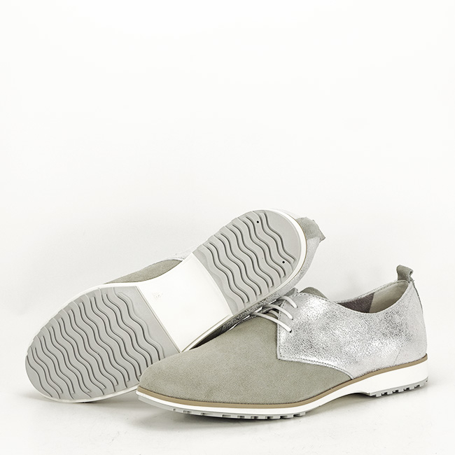 Pantofi oxford din piele naturala gri/argintiu Selena 01 [7]