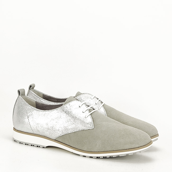 Pantofi oxford din piele naturala gri/argintiu Selena 01 [3]
