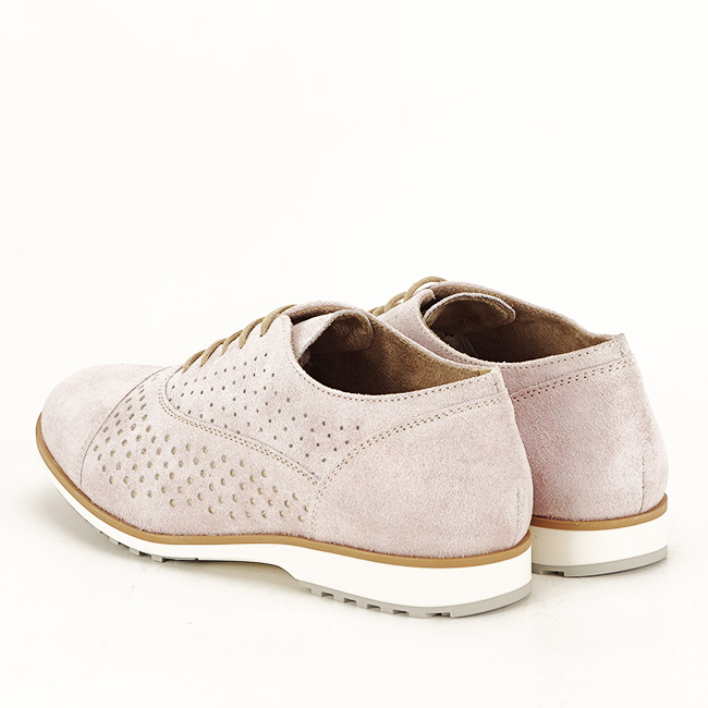 Pantofi oxford din piele naturala roz prafuit Magda 01 [5]