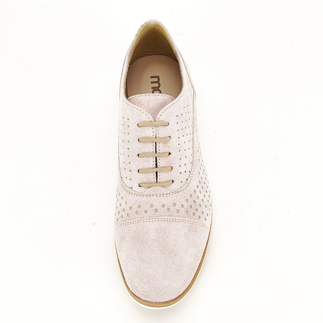 Pantofi oxford din piele naturala roz prafuit Magda 01 [3]