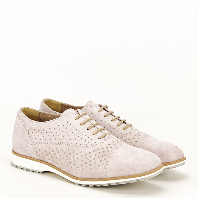 Pantofi oxford din piele naturala roz prafuit Magda 01 [4]