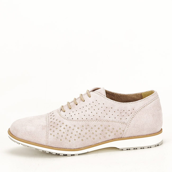 Pantofi oxford din piele naturala roz prafuit Magda 01 [2]