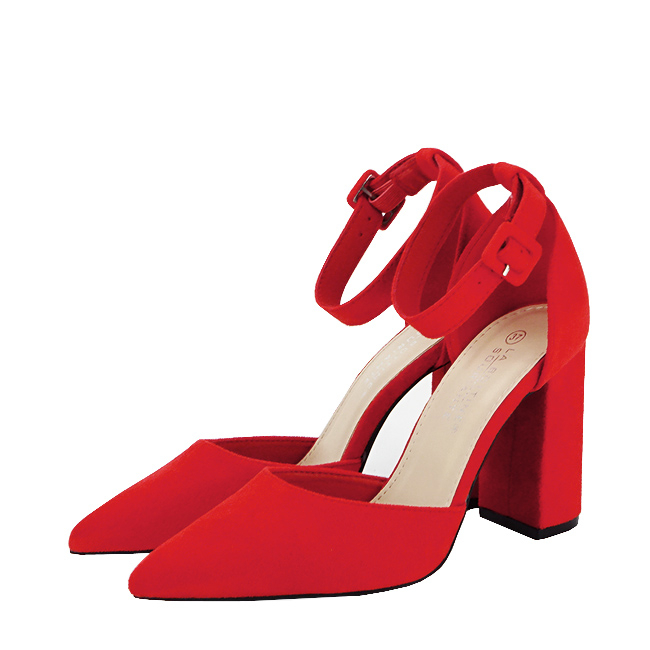 Pantofi rosii cu toc gros BLQ6212 03 [2]