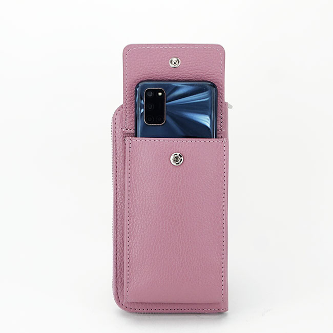 Portofel si port telefon din piele naturala B-8971 07 Roz plamaniu [3]