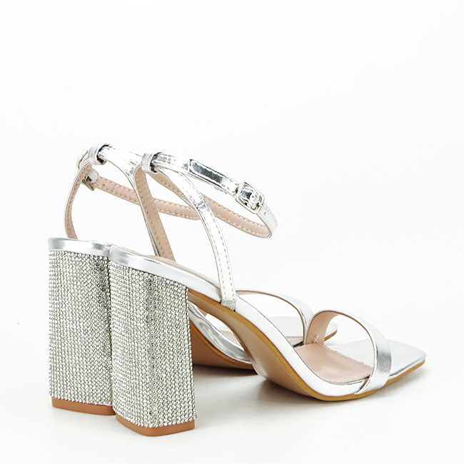 Sandale argintii cu toc gros H8-363 125 [6]