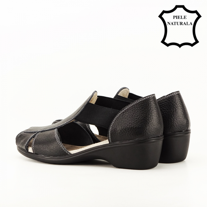 Sandale negre din piele naturala Calypso 127 [6]