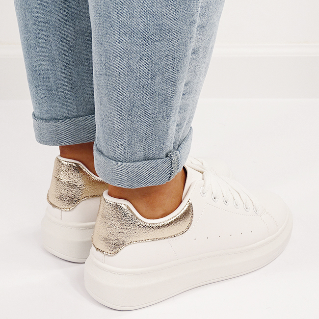 Sneakers albi/aurii cu talpa groasa B-M-8826 M7 [7]