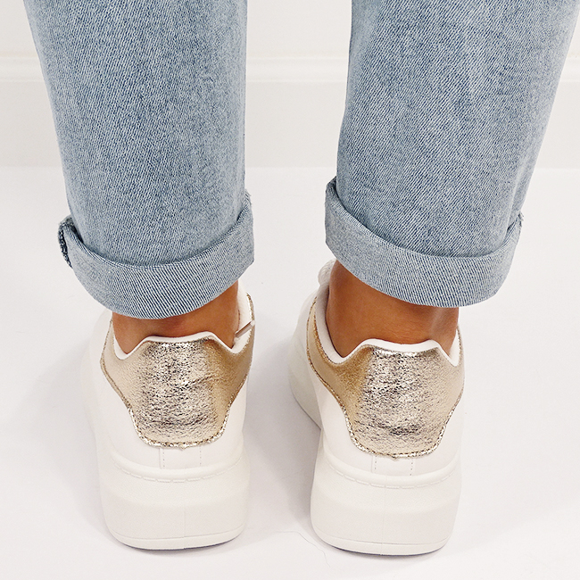 Sneakers albi/aurii cu talpa groasa B-M-8826 M7 [6]