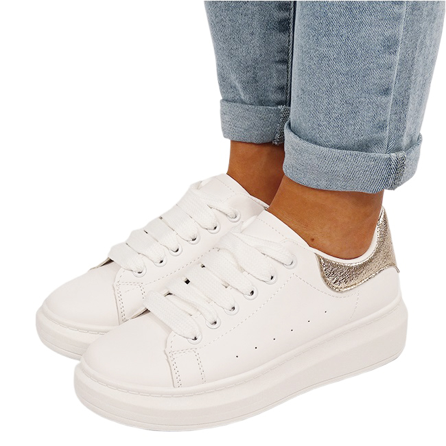Sneakers albi/aurii cu talpa groasa B-M-8826 M7 [1]