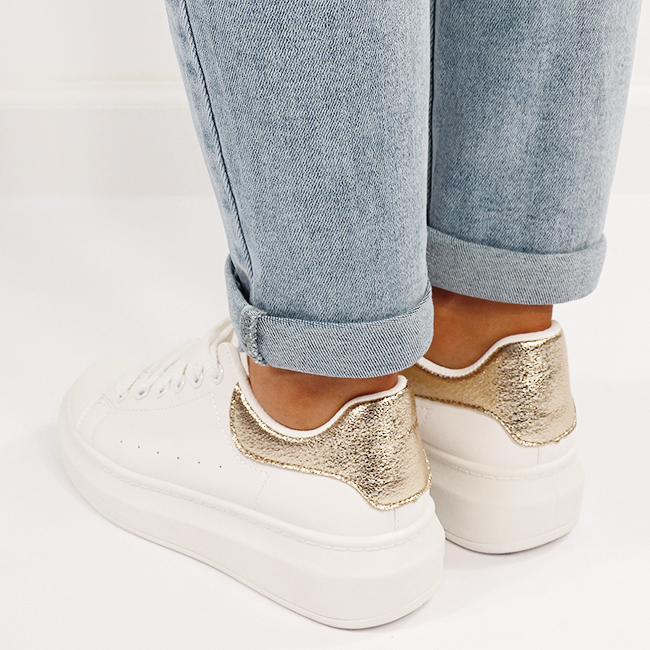 Sneakers albi/aurii cu talpa groasa B-M-8826 M7 [5]