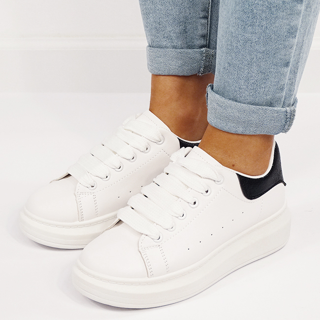 Sneakers albi/negri cu talpa groasa B-M-8826 M7 [2]