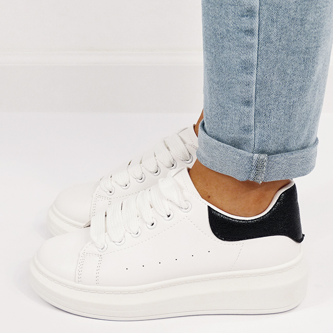 Sneakers albi/negri cu talpa groasa B-M-8826 M7 [4]